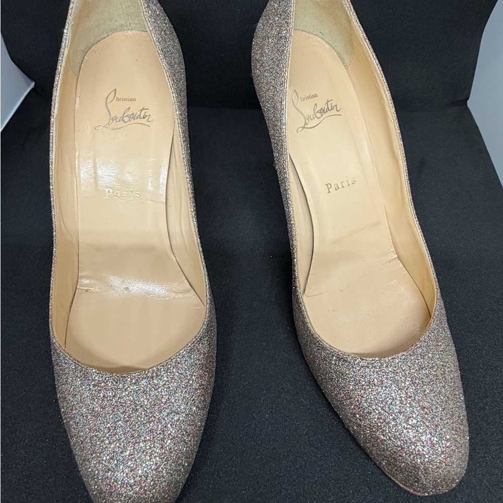 Christian Louboutin Sparkling Heels - Silver and Gold